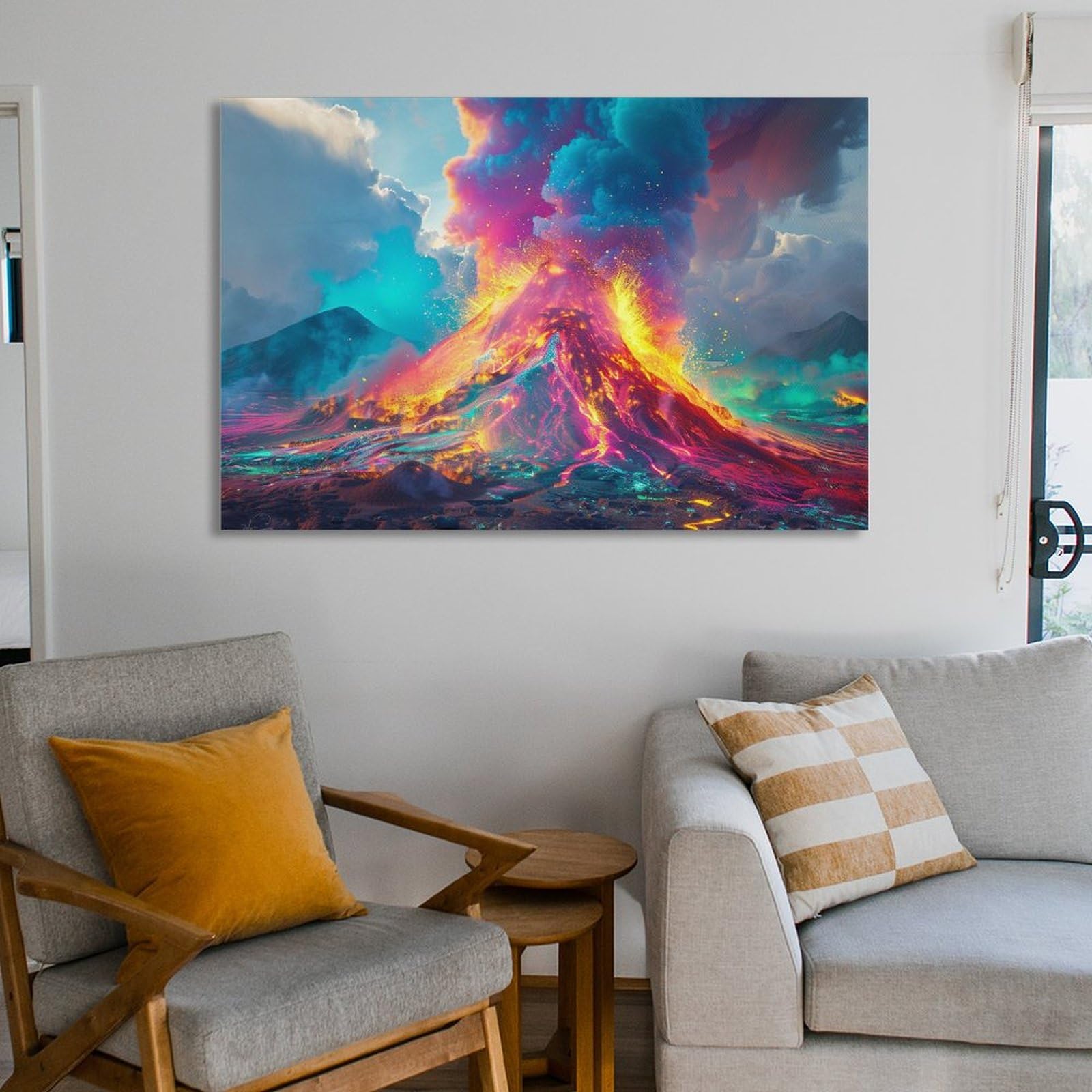 Amazon.co.jp: 絵画 火山噴火インテリア 絵画 壮大な自然の風景