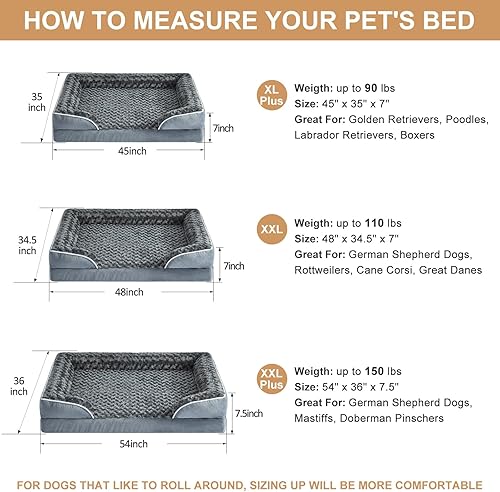 Miniatura 9 de WNPETHOME Camas para perros XXL, cama lavable para perro, sofá cama para perro con forro impermeable y parte inferior antideslizante, sofá