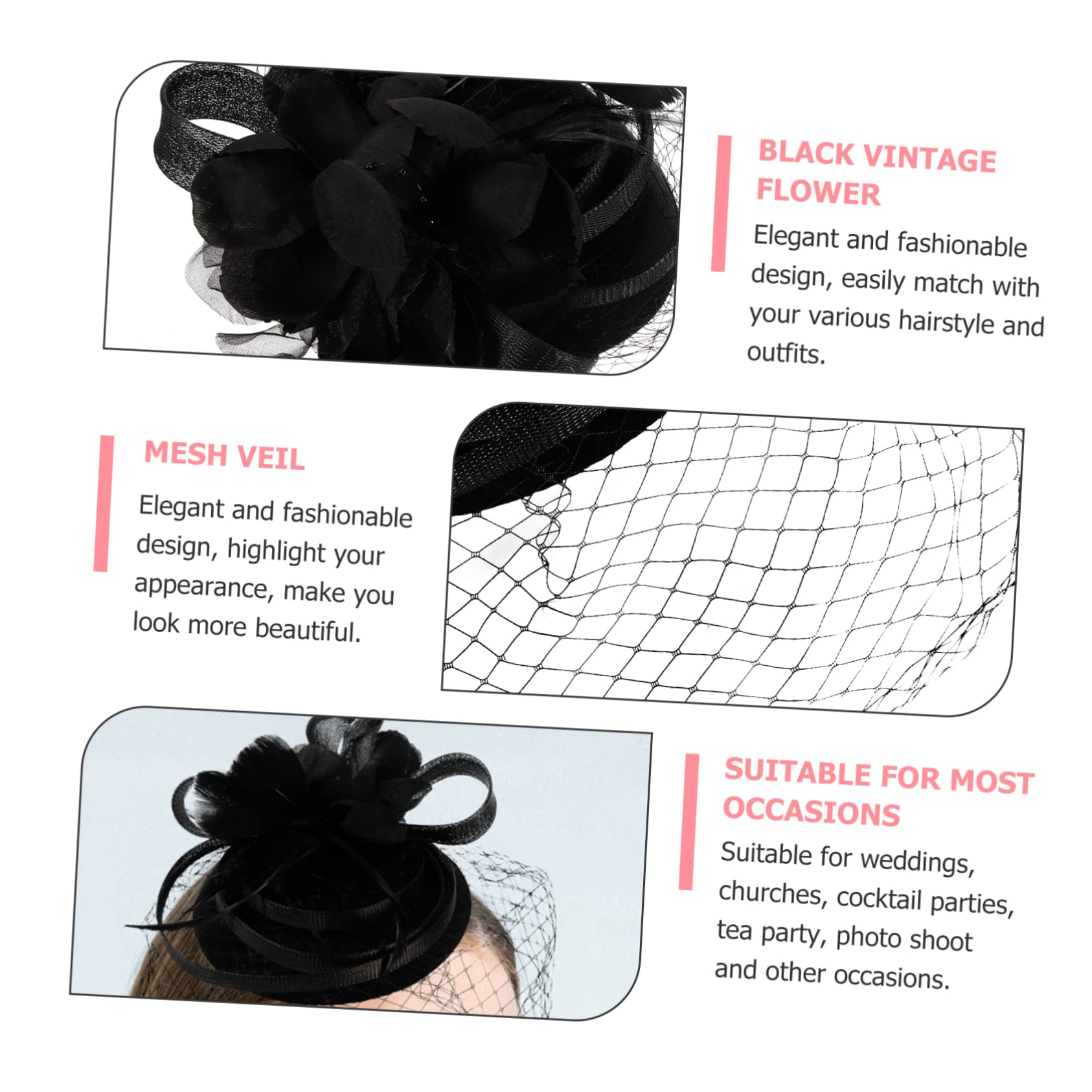 GALPADA 4pezzi Fascinator Elegante da Sposa Cerchietto Tulle Leggero per Eventi e Matrimoni Accessorio Versatile per Donne e FESTIVITÀ
