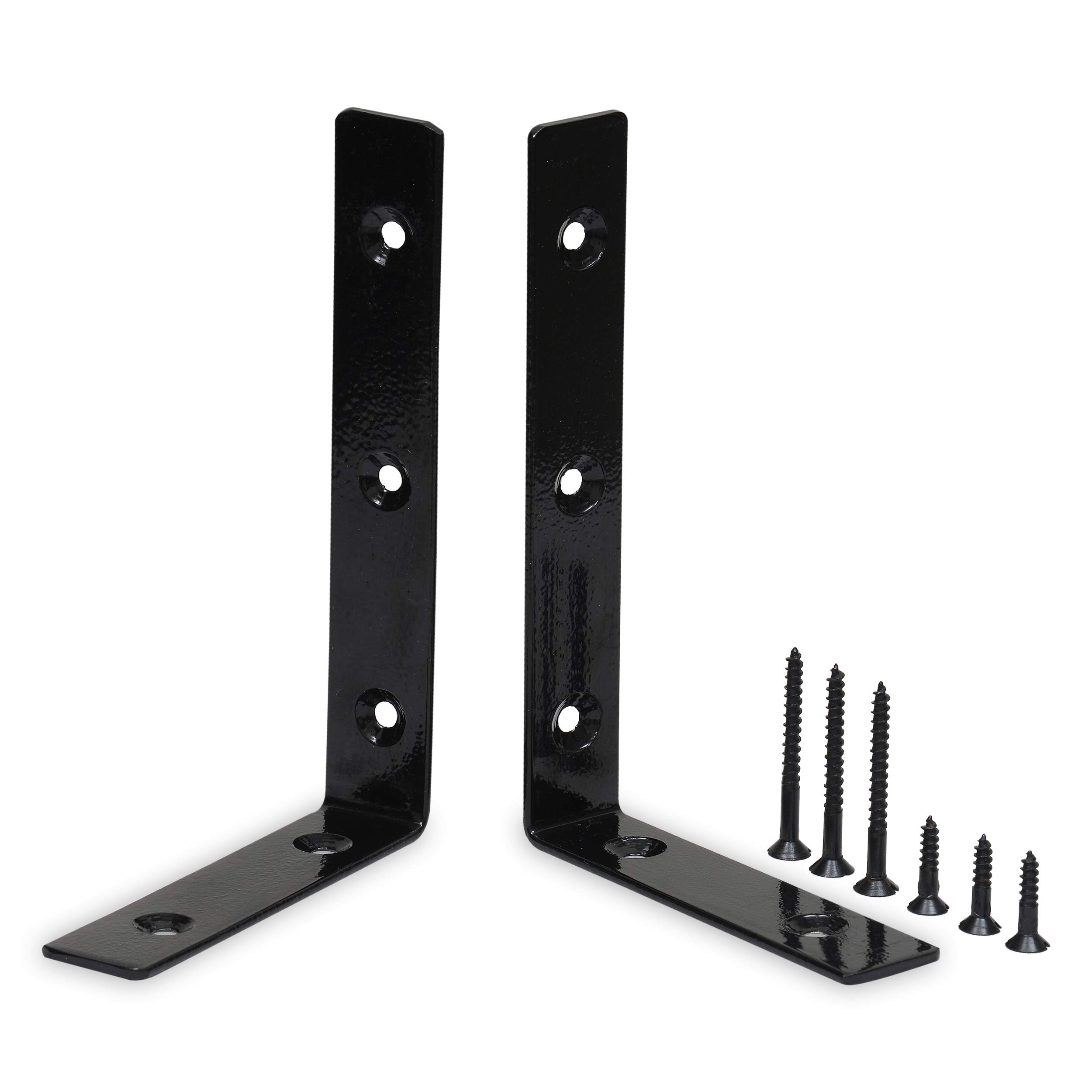 Retailmonk Heavy Duty L Shaped Wall Shelf Angle Brackets, Black Wall