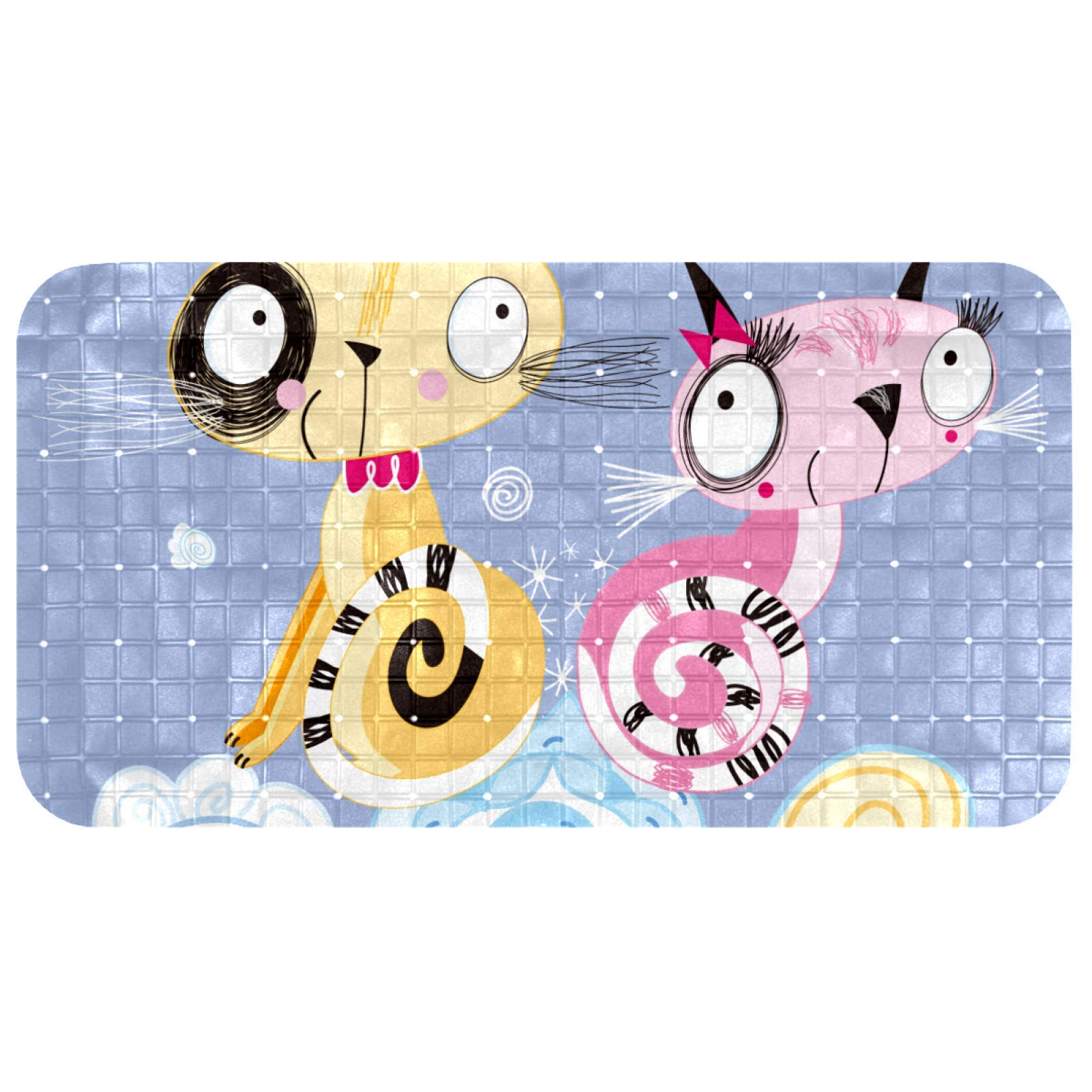 Alfombrilla de ducha de PVC flexible Bennigiry infantil con diseño de gato de 37x68 cm