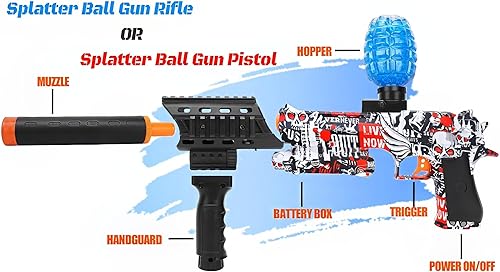 Miniatura 4 de Pistola de bolas de gel, pistola automática de bolas de gel, segura para patio trasero y juego de disparos al aire libre, la pistola de bolas de