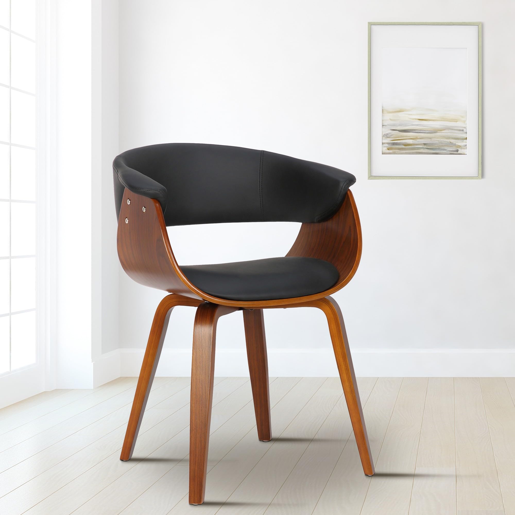 CLP Silla De Comedor Bruce De Madera Acolchada & Tapizada En Polipiel I Butaca De Salón Moderna con Base De 4 Patas Color:Negro