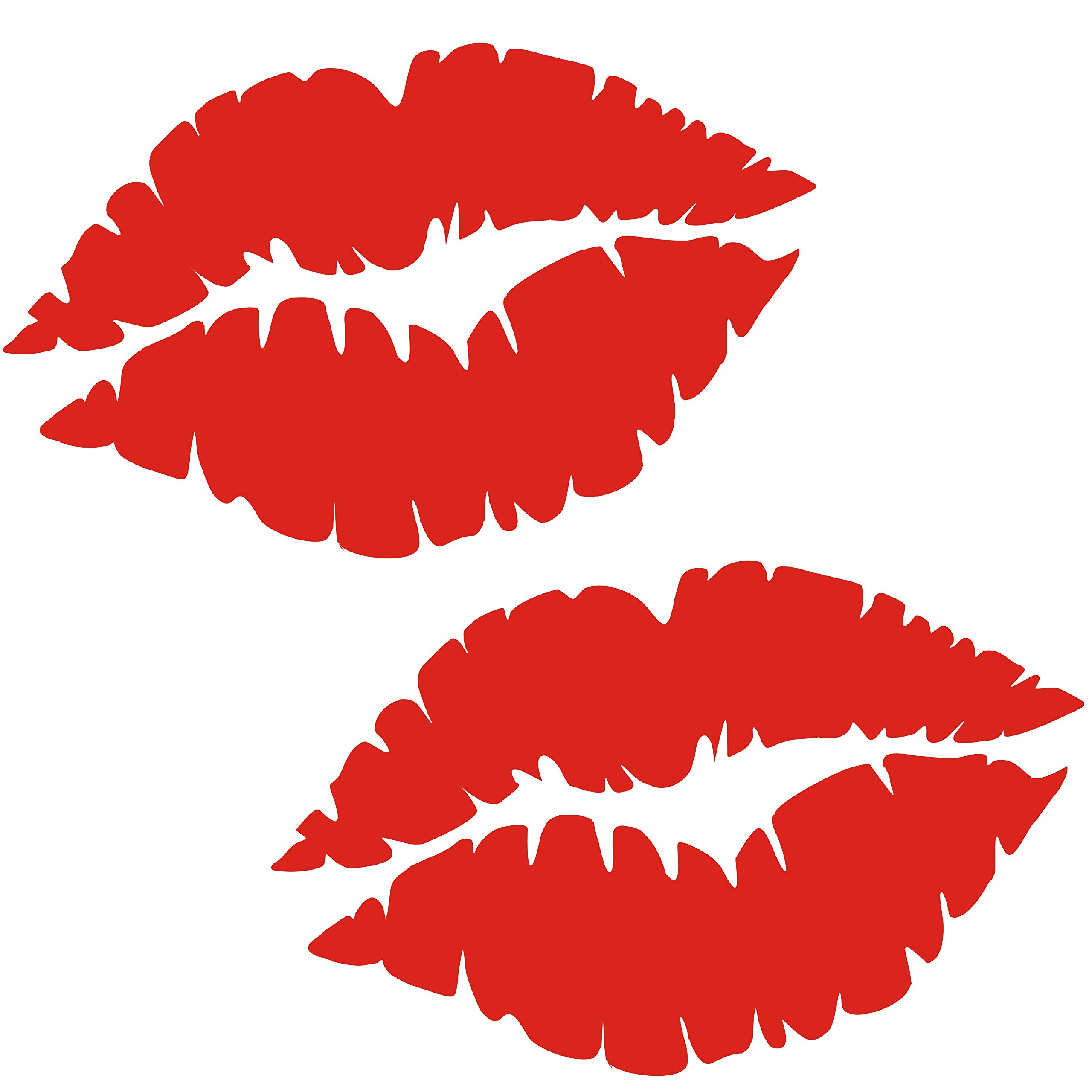 CUSHYSTORE 2X Lips Kiss Lady Sweet Girl Reflective Decal Sticker (5.5"x3.5", Red)