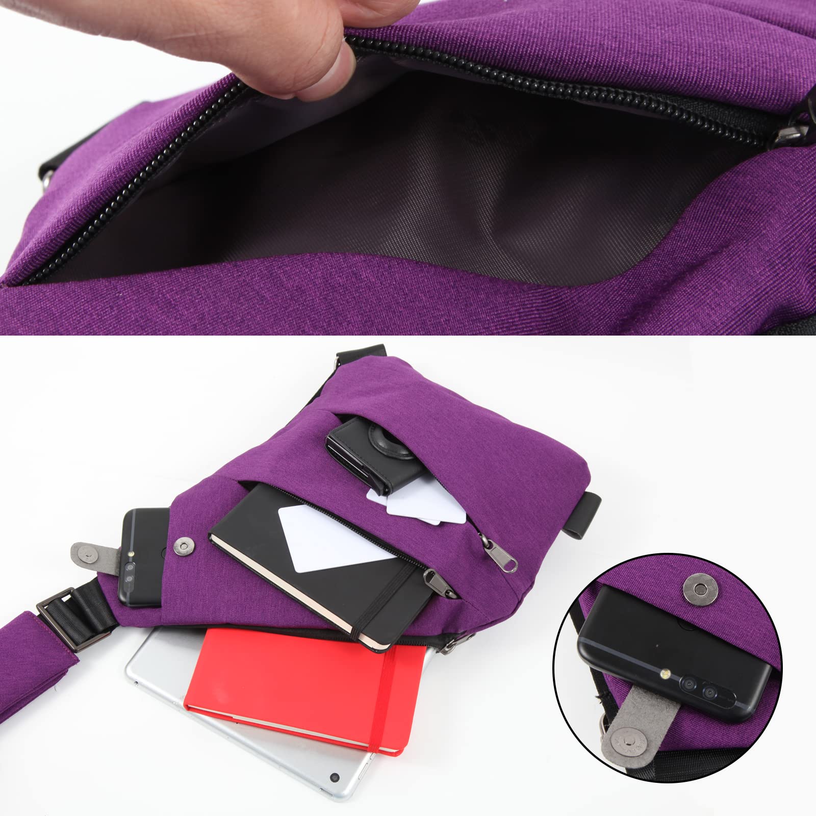 Ovecat Sling Bag Crossbody Spalla Petto Zaino antifurto a ghigliottina, per Uomo Donna