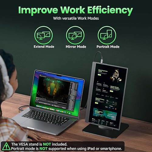 Vista 6 de cocopar Monitor portátil 15.6" 1080P 60Hz 85% sRGB IPS Monitor de viaje con USB-C HDMI Pantalla portátil para laptop MacBook Surface PC PS4/5