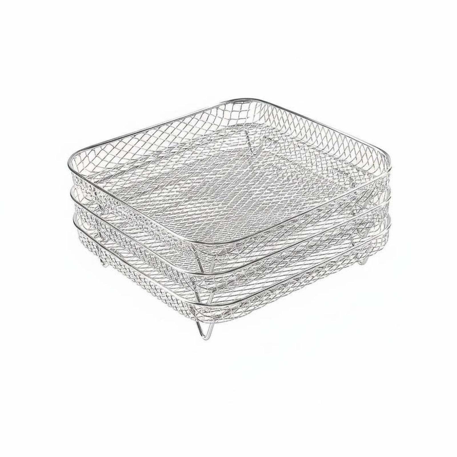 3pcs 3 Tier Air Fryer Rack Food Grade Stainless Steel Fryer | 3 Tier Air Fryer Rack Food Grade Stainless Steel Heat Resistant Multi Layer Grill Tray for Roasting Grilling Square 3-layer-image-30