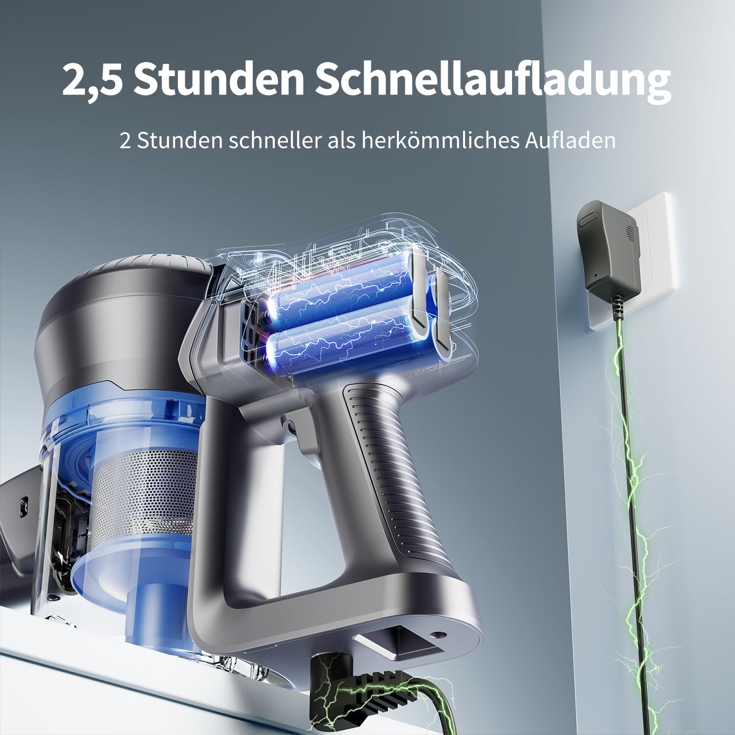 Kalado KCV500 Akku Staubsauger, 23kPa Saugleistung Ultraleichter Staubsauger Kabellos, 6-in-1 Handstaubsauger, 35 Min Laufzeit, kabelloser Staubsauger Stielstaubsauger für Tierhaare,Teppich, Hartböden