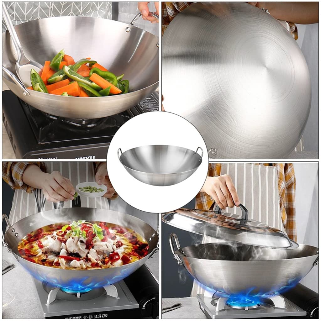 1 stücke Durable Kochen Topf Edelstahl Kochen Wok Braten Pan für Den Heimgebrauch
