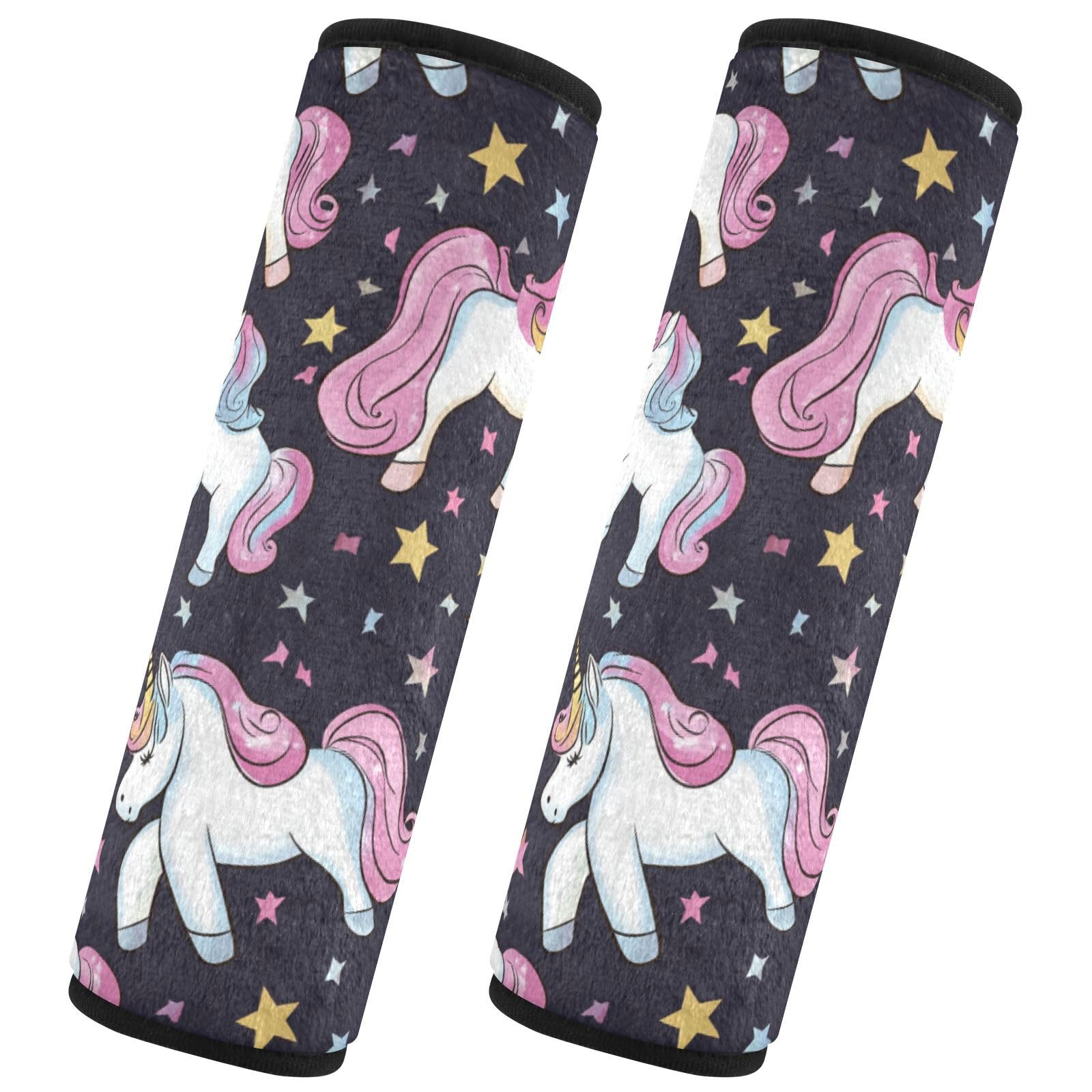 Seat Belt Covers 2 Pack Cute Unicorns Car Seat Strap Covers Super Soft Stars Car Seat Neck Cover for Boys Girls Adults Babies S