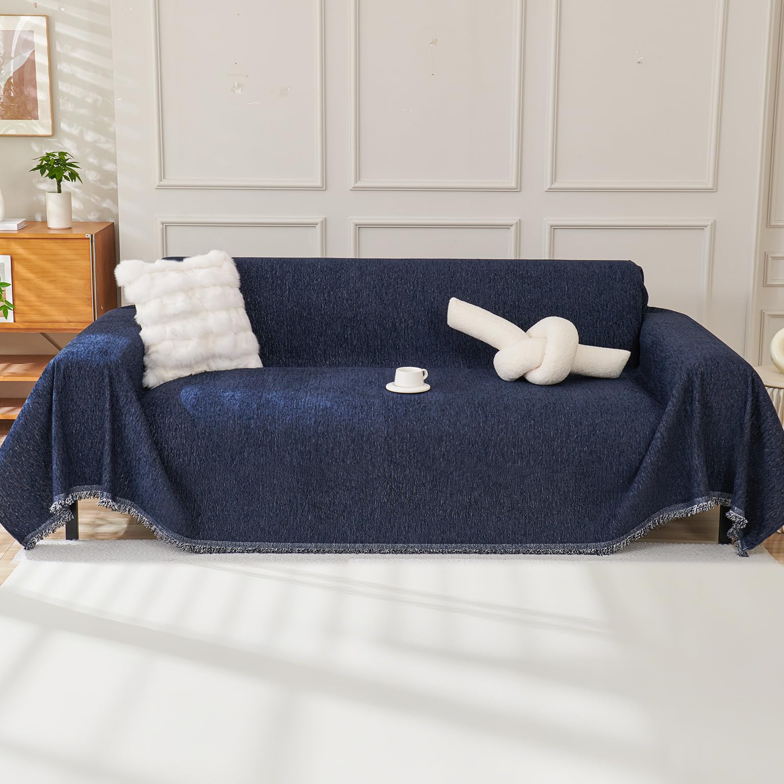 Chenille Sofa Cover 3 Seater, Dog Couch Cover for Corner Sofa Washable Sofa Slipcover