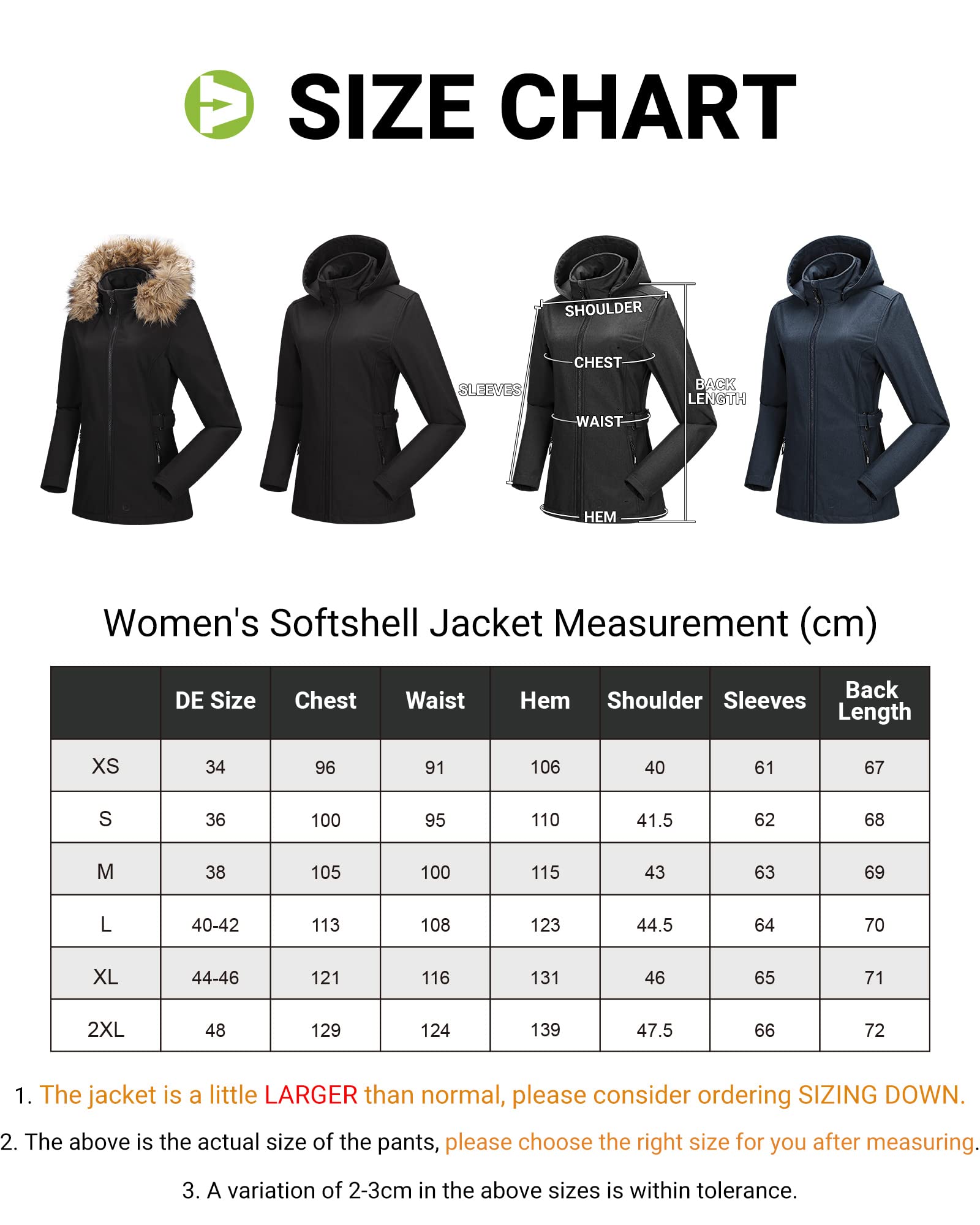 Outdoor Ventures Giacca softshell da donna, corta, foderata, impermeabile, con cappuccio rimovibile, impermeabile, impermeabile, impermeabile, impermeabile, impermeabile, per escursioni, corsa, sport