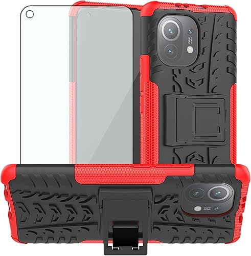 Miniatura 9 de Funda de teléfono para Xiaomi Mi 11 5G con protector de pantalla de vidrio templado, soporte y soporte, resistente, resistente, híbrido, accesorios