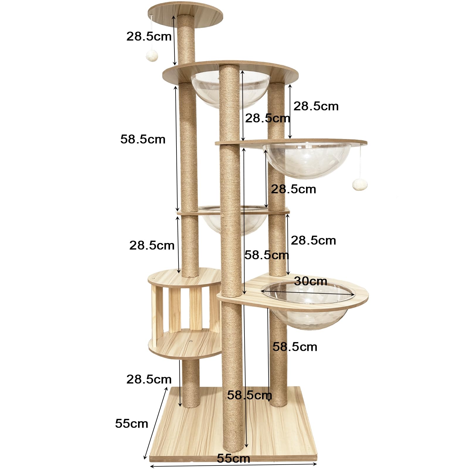 Amazon | キャットタワー 木製 4スリム宇宙船 多層無垢材 太い支柱