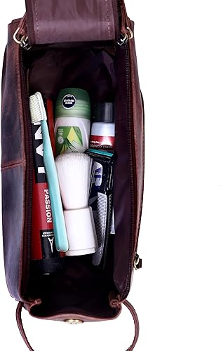 Miniatura 4 de Ruzioon Leather Travel Dopp Kit Toiletry Bag Men Shaving Women and Mens Case Bags Organizer Bathroom Shaving kit
