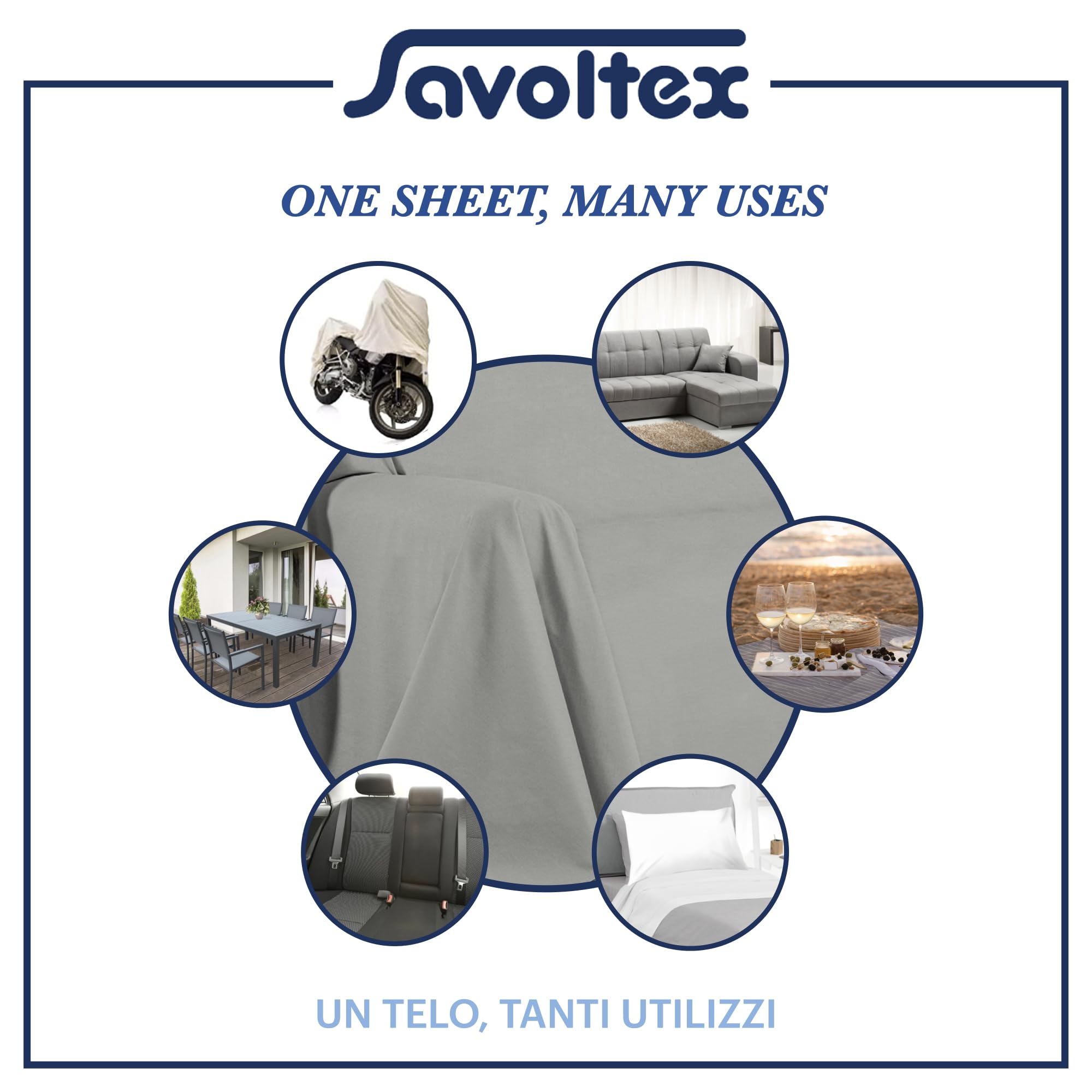 PENSIERI DELICATI Telo Copridivano 250 x 290 cm Made in Italy, Telo Copritutto 100% Cotone Puro, Fantasia Marina Blu, Ideale come Telo Arredo, Salvadivano o Copriletto Estivo (2 Piazze)