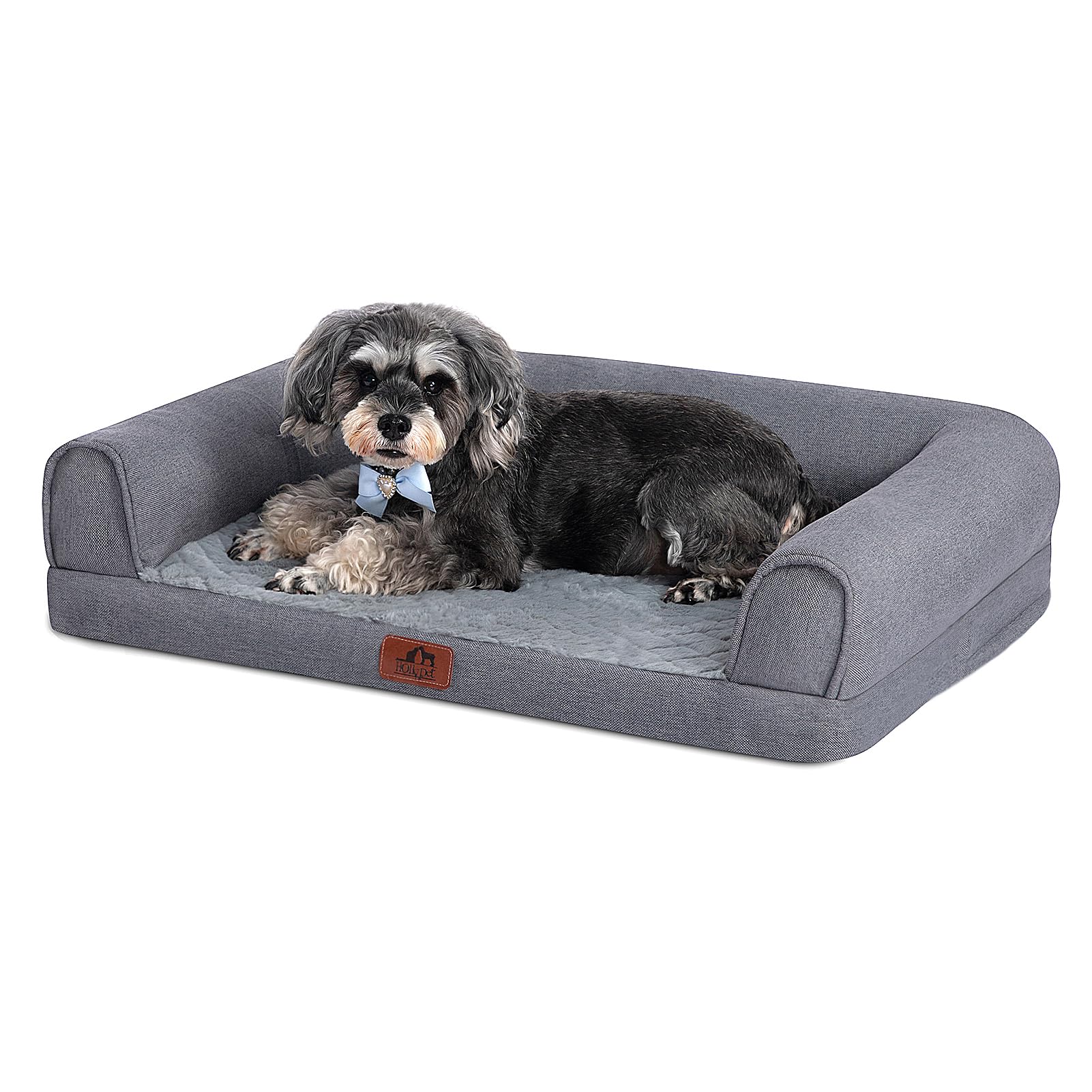 Hollypet Orthopedic Dog Bed for Medium Dogs Supportive Foam Pet Couch with Removable Washable Cover and Non-Slip Bottom