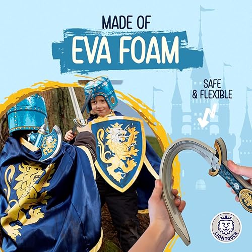 Miniatura 3 de Liontouch Espada, escudo y hacha de juguete Noble Knight para niños, azul  Juego de simulación medieval en espuma para niños con tema de león dorado
