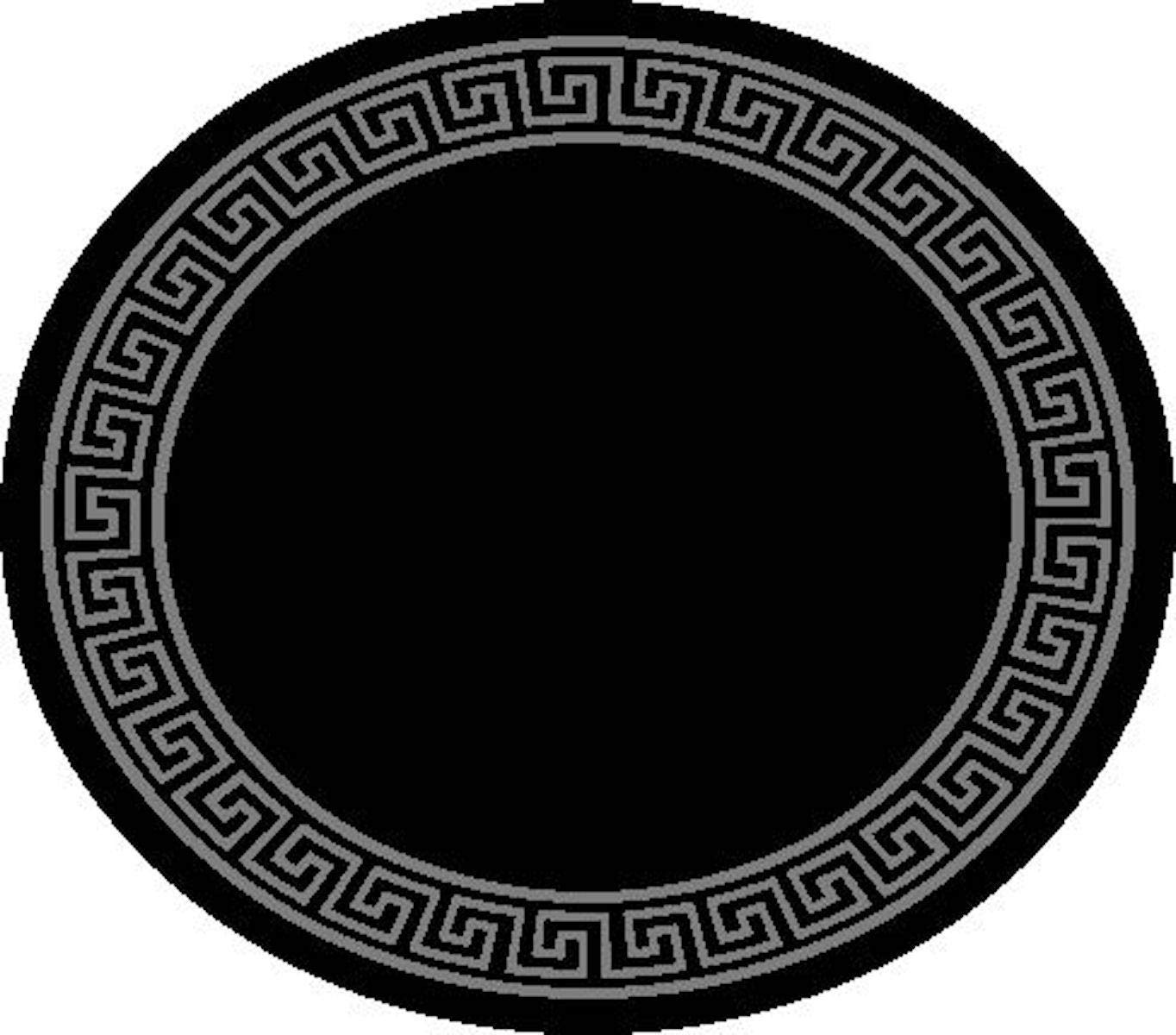 SrS Rugs® Luna Collection, Living Room Rugs, Hallway Runners, with Soft Smooth 8mm Pile. Contemporary Borders Design. 7 Colours, 9 Sizes (Greek Key Black, 160 cm Round) — image 1