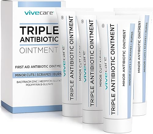 ViveCare Triple Antibiótico Ungüento - Crema antibacteriana tópica para curar y tratar infecciones - Suministros de botiquín de primeros auxilios,