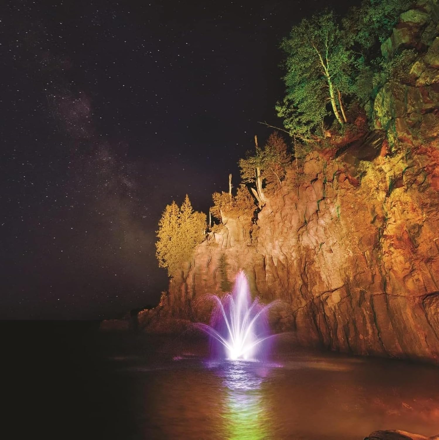 Kasco 1HP J Series Decorative RGB Fountain - 120V with 150 Ft Electric Power Cord | RGB LED Lighting | Efficient Pond Aerator Outdoor Fountain