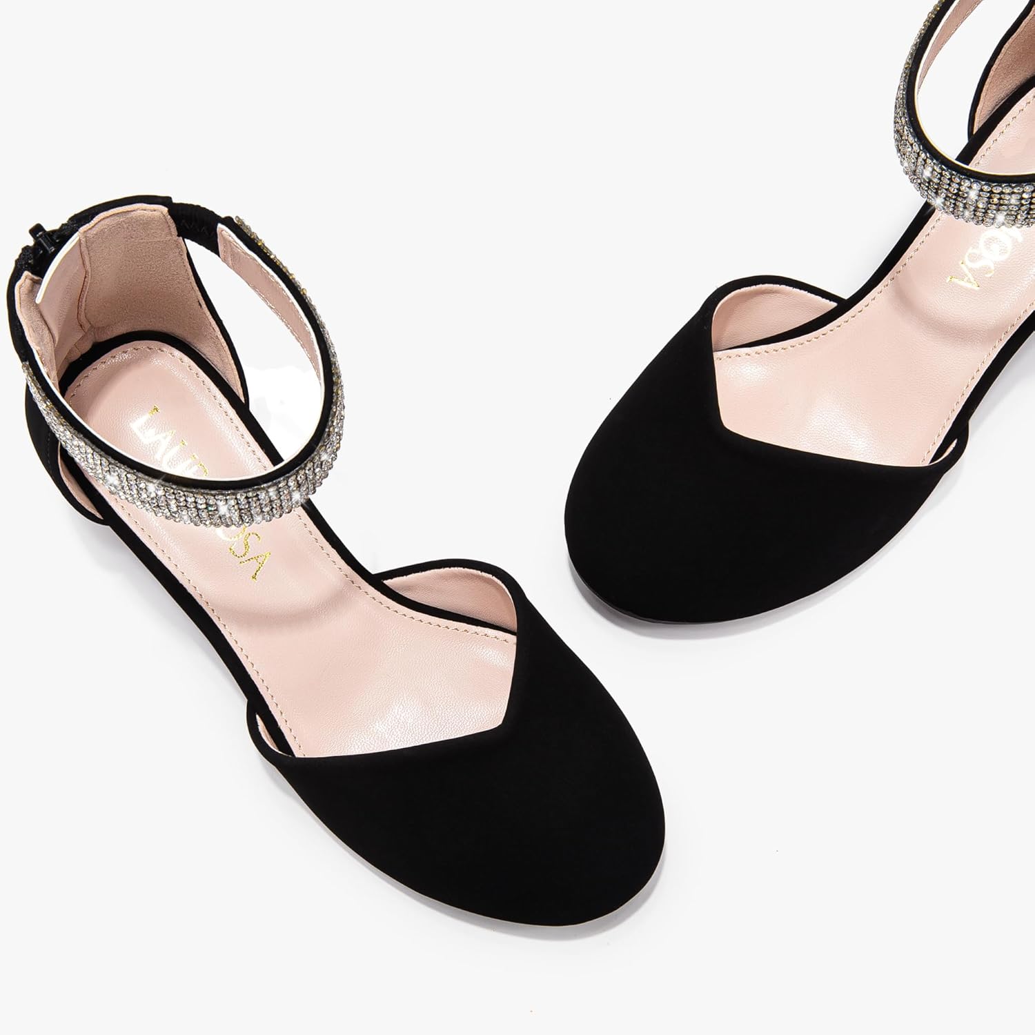 Girls Dress Shoes with Rhinestone Ankle Strap Closed Toe High Heels for Little Big Kids Wedding Party - Image 8