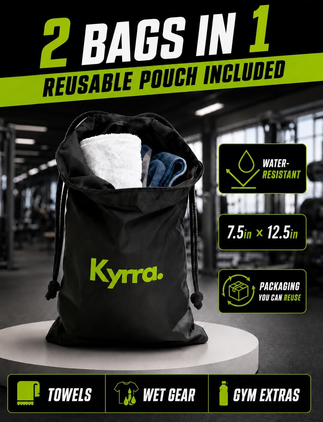 kyrra. Magnetic Gym Bag & Water Bottle Holder with N52 Magnets Crossbody Sling for Men Women Fits Hydro Flask Yeti Owal Small Gym Bag AirTag Phone Key Storage Bonus Wet Gear Pouch Workout Travel Gift