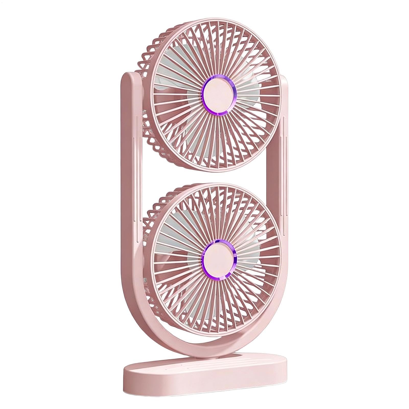 Ventilateur de bureau portable à double tête orientable et 3 vitesses de souffle