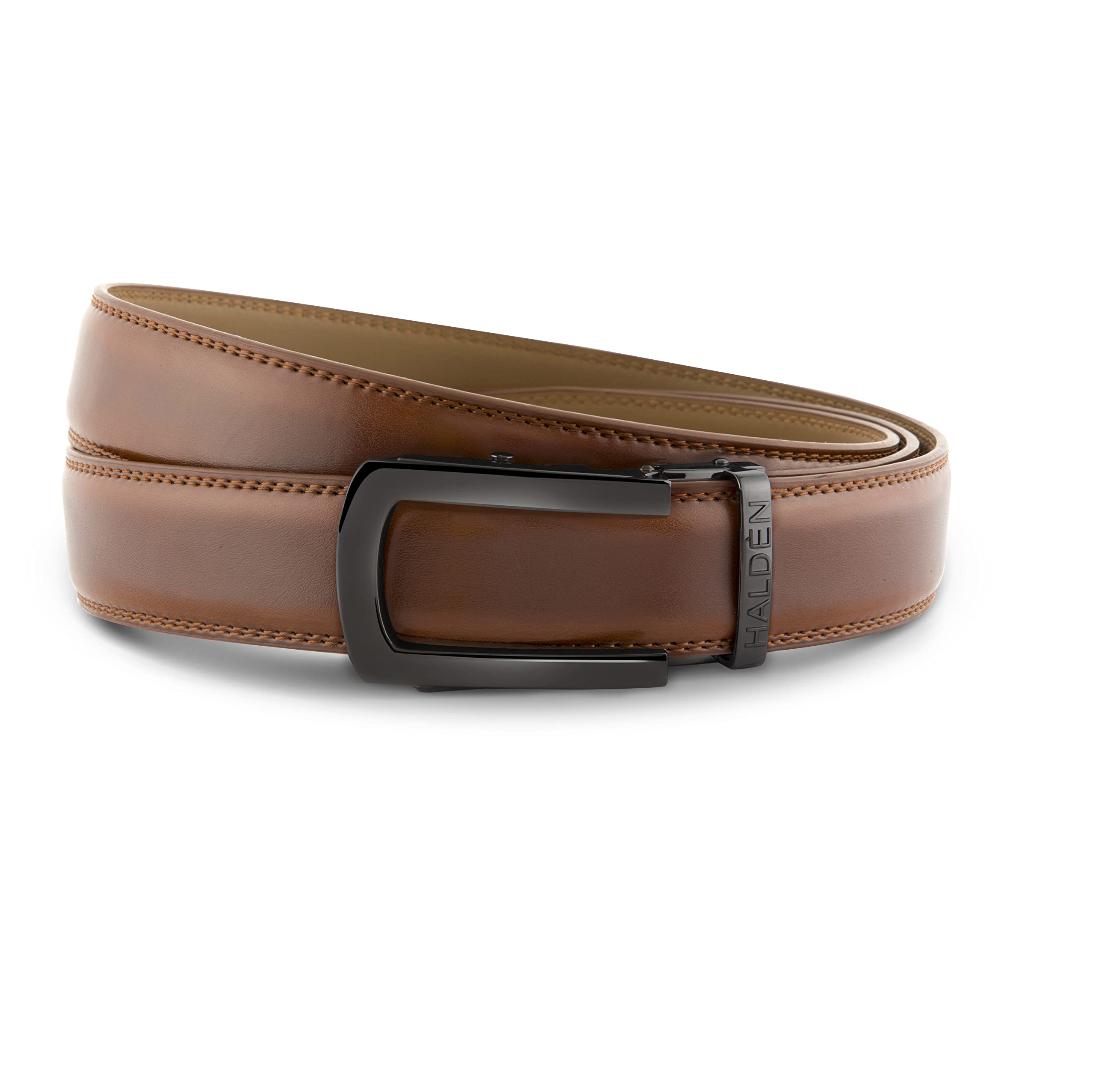 HALDENBURLEY Belts For Men Leather Original (Free Size Fits Up to 44 Inch Waist) Ratchet Straps, Unique Magnetic Auto-lock Buckle Formal Belts For Men