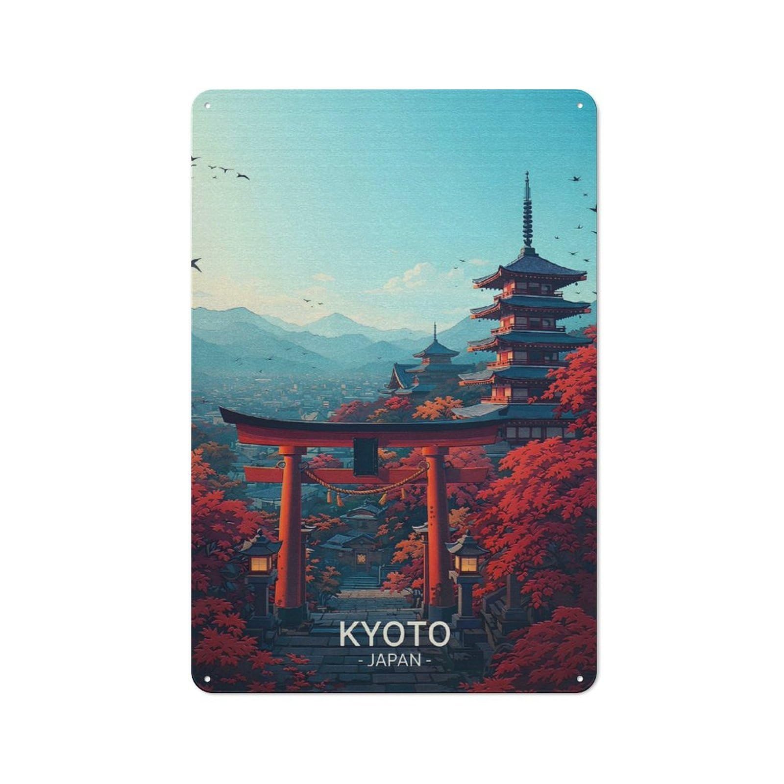 Junmoney Style-19 Kyoto Japan Torii Gate Pagoda Autumn Vintage Tin Sign 30X20cm For Studio Or Craft Room, Suited To Creative-Space Collectors