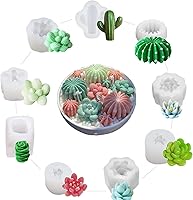 Navani 9 Pack Succulent Silicone Molds - 3D Cacti Flower Resin Candle Soap Molds for Wax, Scented Candles, Desserts, Food Grade Easy Release