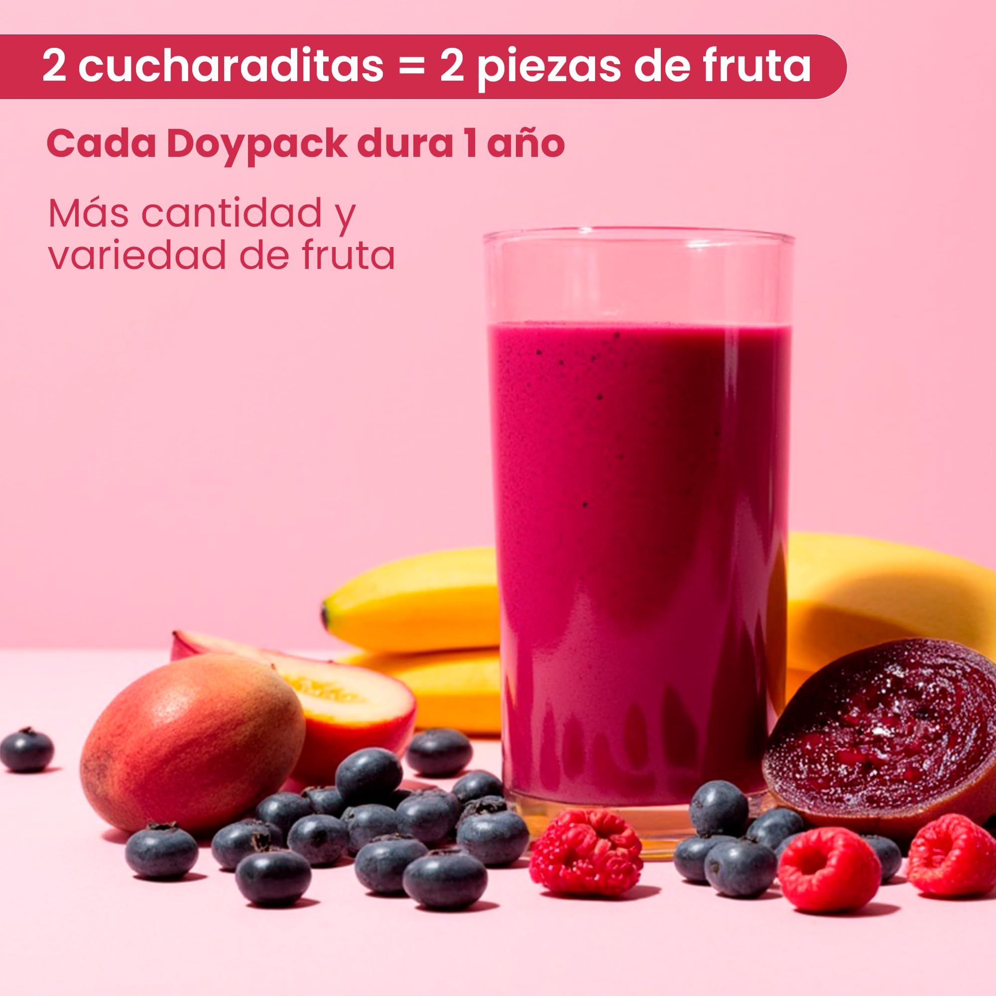 GREENORA Fruta Liofilizada en Polvo de Plátano, Melocotón, Dátil, Arándanos, Remolacha, Frambuesa y Mora, Ideal para Smoothies, Bowls y Recetas, Sin Azúcar, 8 Servicios