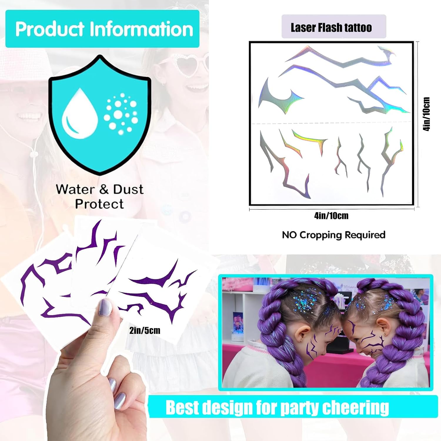 56 Pcs Kpop Style Party Favors, Glow in The Dark Temporary Tattoos, Laser Foil Makeup Tattoos, Kpop Birthday Party Decorations, Fake Tattoo Stickers for Halloween Party Supplies