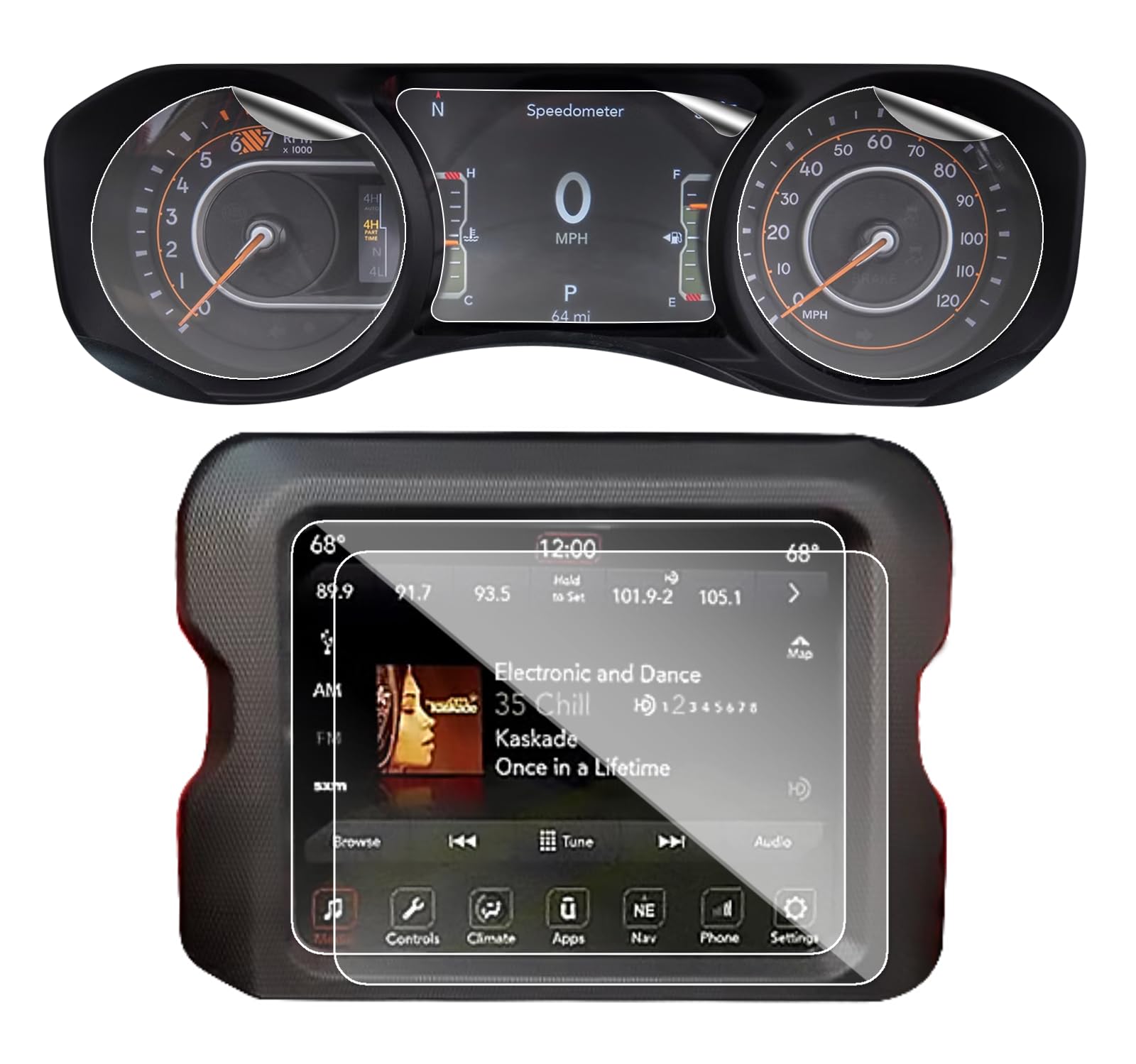 5pcs 2023 Wrangler Screen Protector Nav. & Dash for 2018-2023 Jeep Wrangler Rubicon Sahara 2020-2023 Gladiator Screen Protector for 2023 Wrangler Accessories 2022 Wrangler Gladiator - 2pcs Nav. 8.4Inch & 3pcs Dash Screen Protector