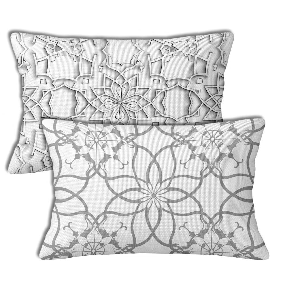 White Outdoor Cushions 40x65 cm Outdoor Waterproof Cushion Covers Mandala Pattern Double Sided Printing Linen Pillowcases Set of 2 Sofa Throw Pillow Case for Garden Furniture Chair Decor Gifts h-478 โ image 1