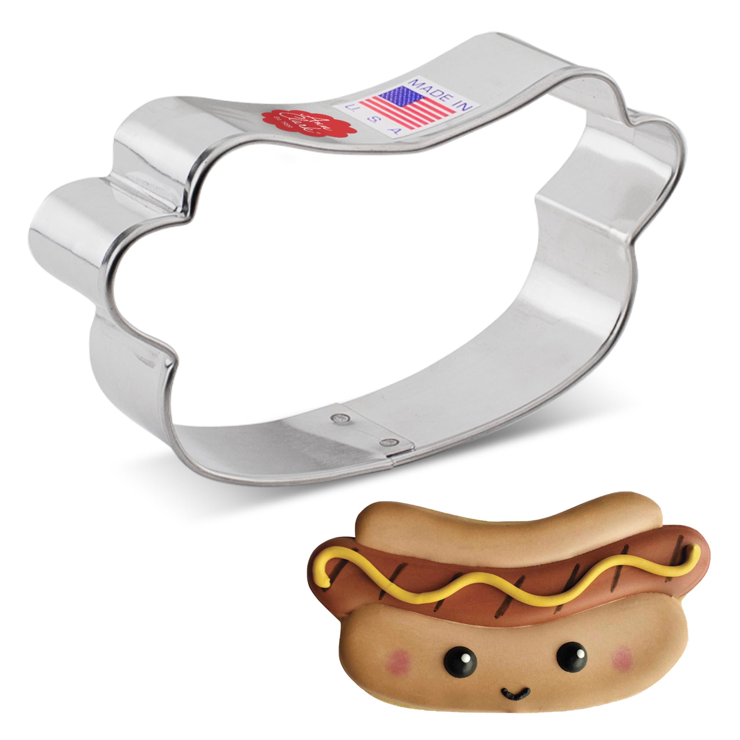 Hot Dog Cookie Cutter, 4" Made in USA by Ann Clark