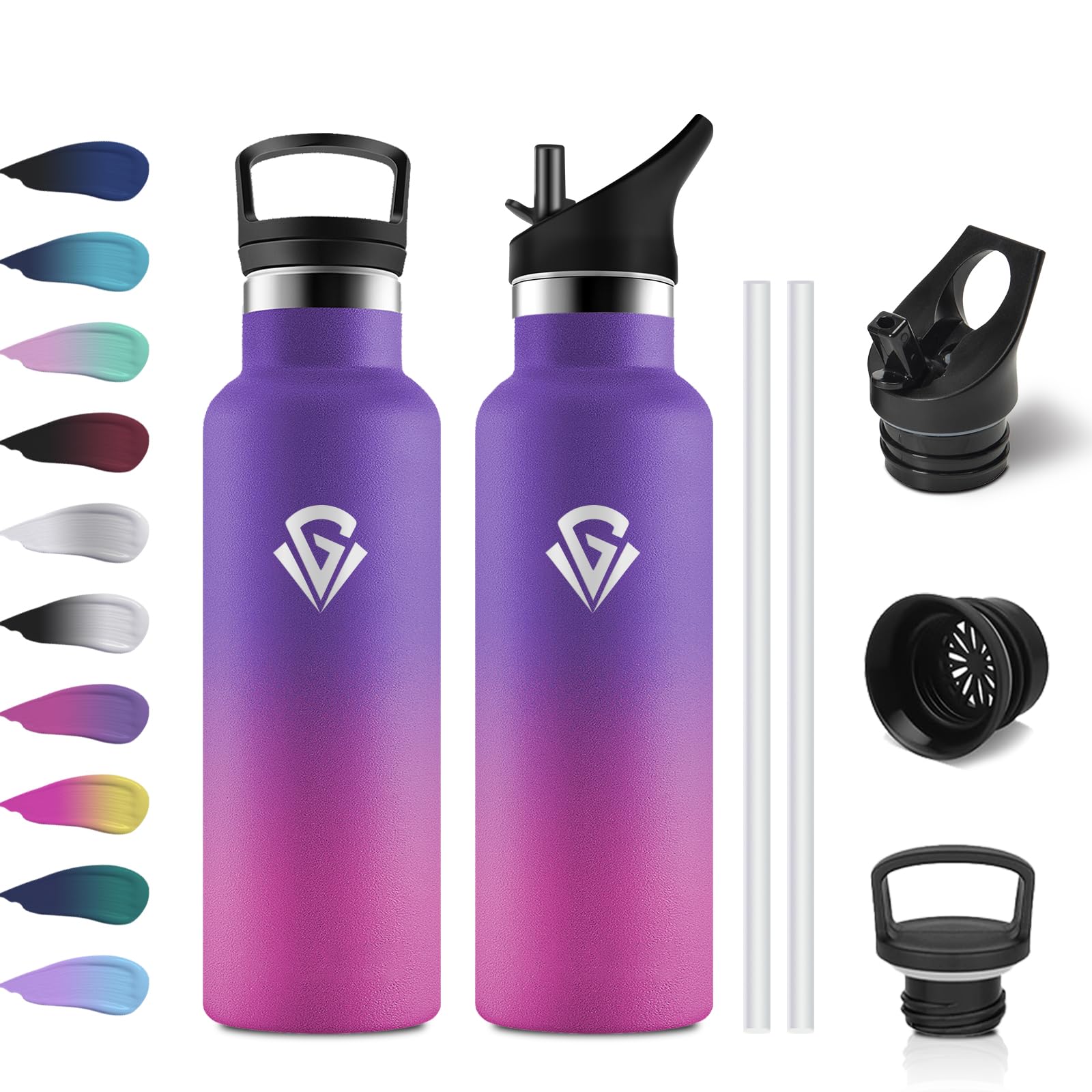 Botella Agua Acero Inoxidable 750ml, Cantimplora Termo con Pajita y Filtro, sin BPA, Reutilizable, Fácil de llevar, Termo a Prueba de Fugas, Cantimplora para Adultos, Oficina, Escuela, Bicicleta — view 11