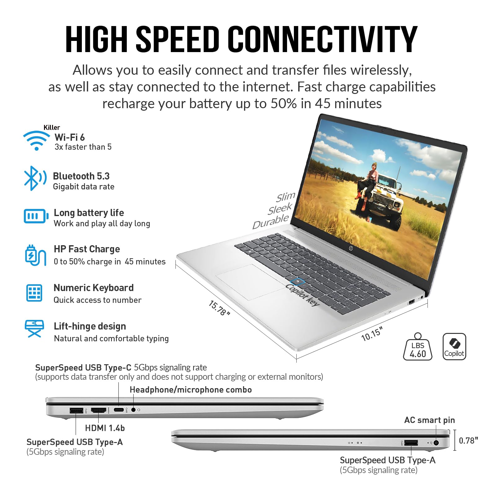 HP 2025 Laptops 17 Inch, 17.3" Laptop Computer, HD+ Large Screen, Intel Core i3 (8-Cores), 32GB RAM 1TB SSD, Windows 11 Pro Lifetime Office, 10 Key Number Pad, Wi-Fi 6, USB-C