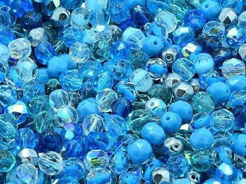 Miniatura 5 de 300 cuentas facetadas pulidas al fuego, redondas, cristal checo, 0.23 pulgadas, aluminio bronce cristal