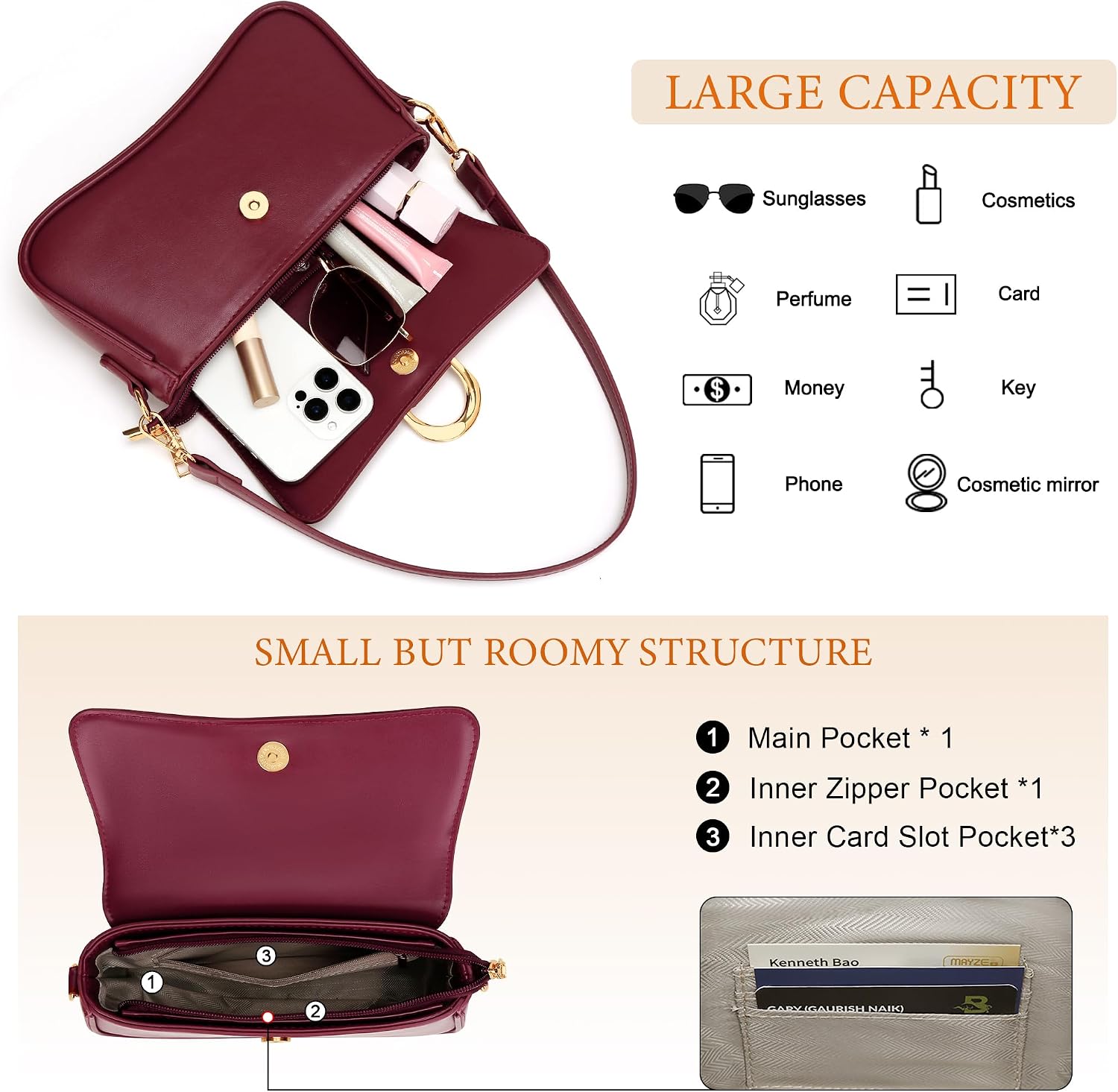 KKXIU Shoulder Bag for Women, Small Handbag Cute Purse Retro Clutch Underarm Hobo Bag