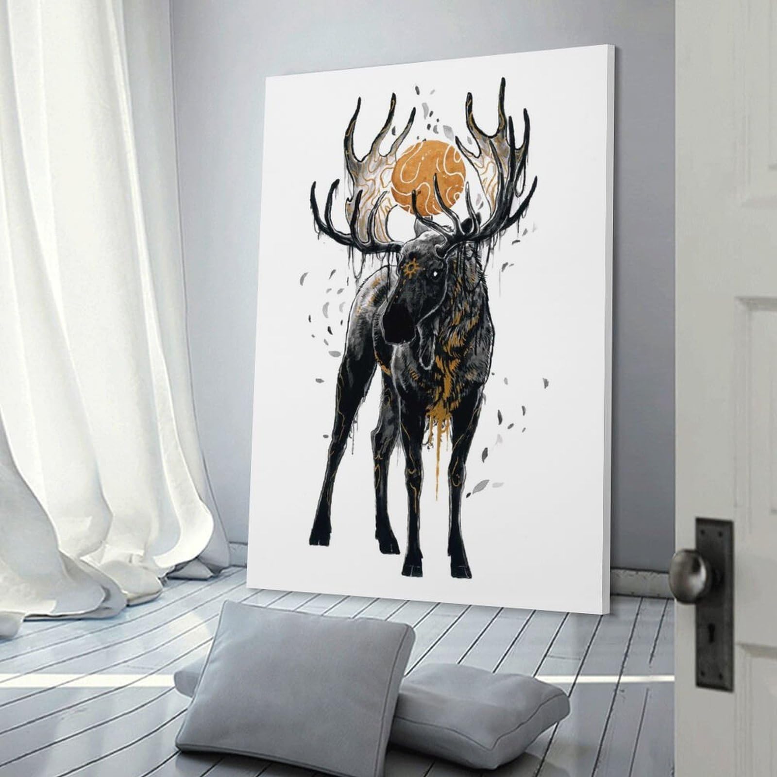 Sun Moose Canvas Art Print, 20x30inch(50x75cm), for Wall Displays, Bedrooms Or Room Updates, Home Wall Art for Statement Displays