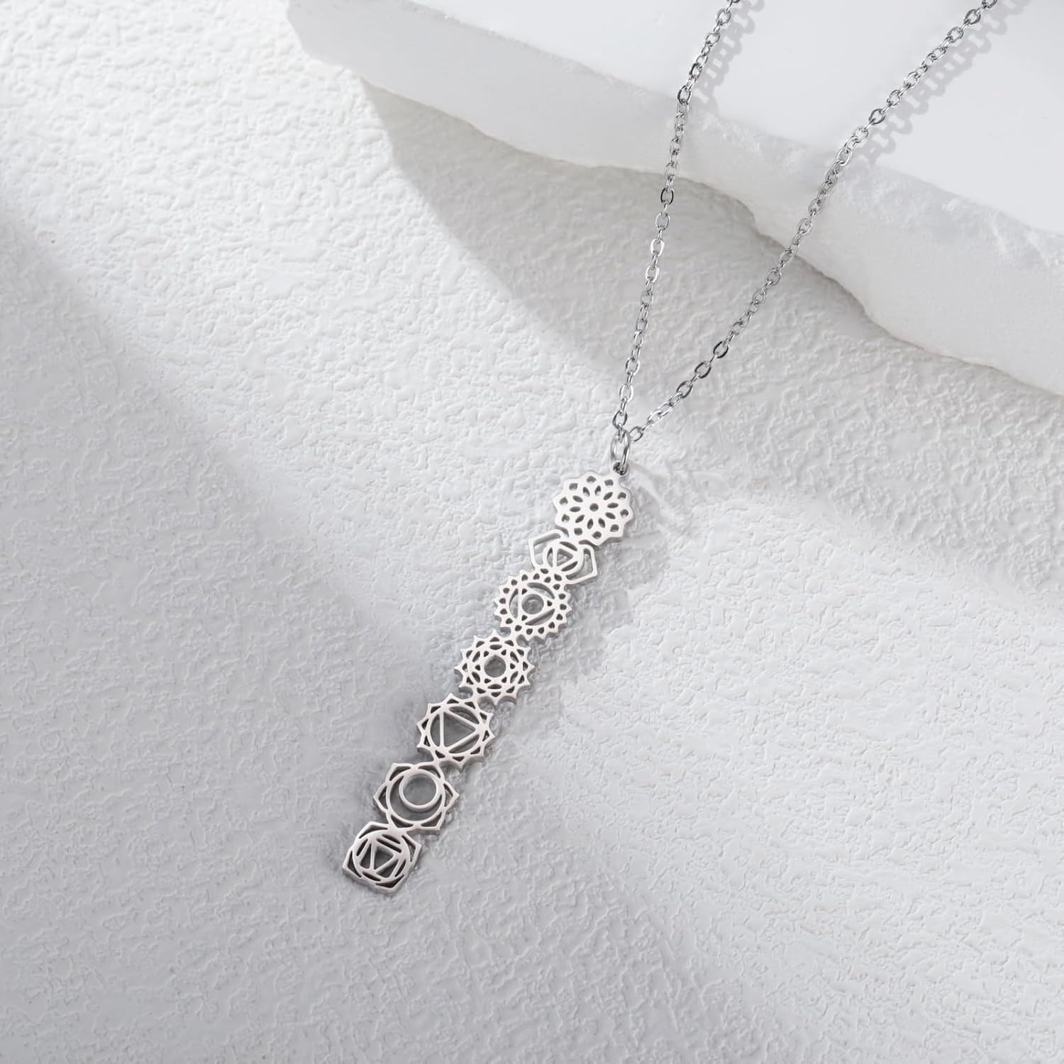 Dreamtimes 7 Chakra Necklace for Women Stainless Steel Spiritual Healing Pendant Necklace for Meditation Yoga Lover for Christmas - Image 4