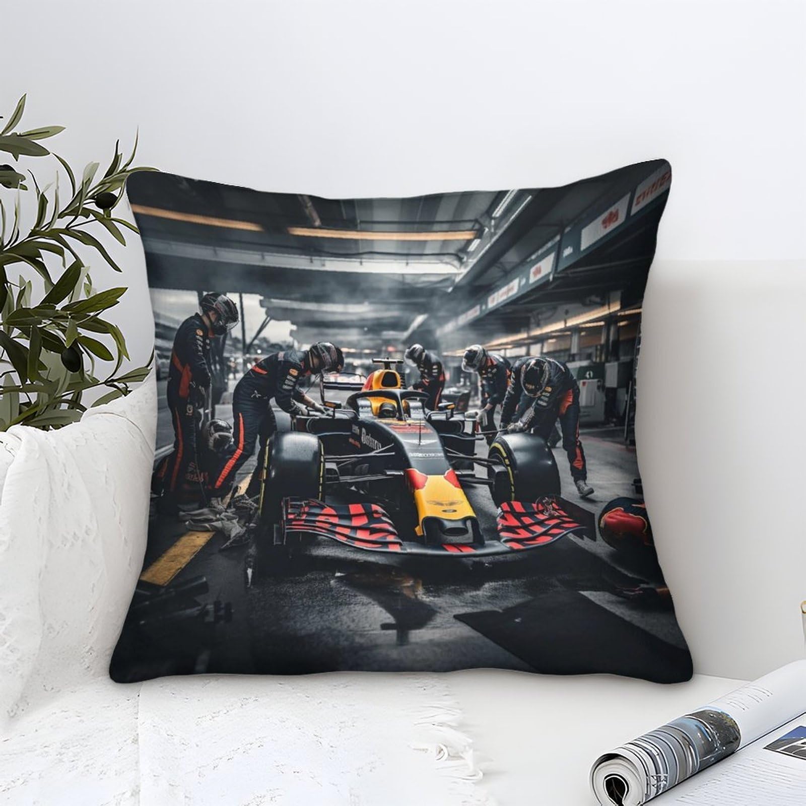 XiaopangXY Formulaa Racing Throw Pillow Covers 40x40cm, Pit Stop Cushion Covers for Home Sofa Bed Couch for Kids Boys Girls