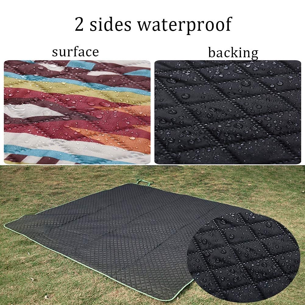 Coussin de Sol de Jardin extérieur géant Pique-Nique Couverture de Plage Support imperméable à l'eau Lavable en Machine Extra Large Poche Tapis bohême XL Tapis Camp rembourré 300x200 cm