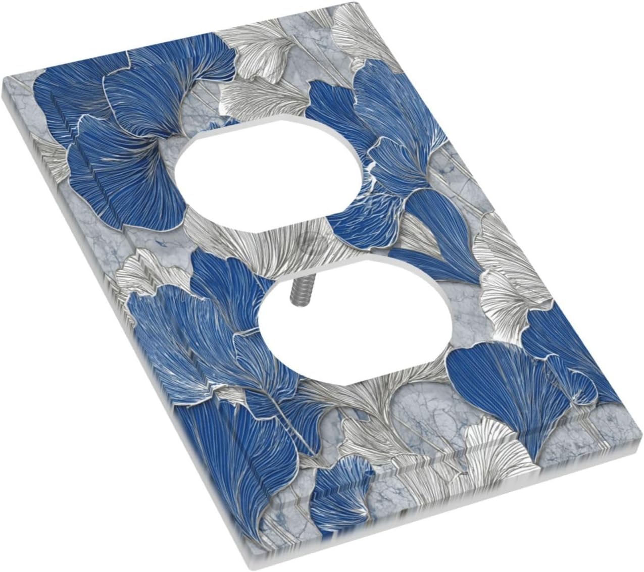 Abstract Blue Marble Plant Leaves Duplex Outlet Decorative Light Switch Covers Electrical Faceplate Switch Plates for Bathroom Kitchen Home
