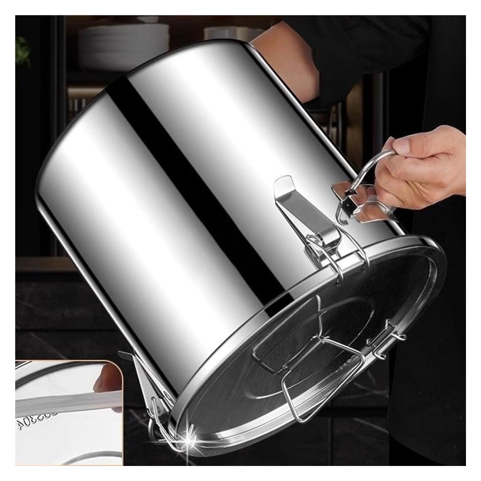 Contenitore ermetico in Acciaio Inox 304 per dispensa da Cucina | Contenitore ermetico in acciaio inossidabile 304 con coperchio sigillante ideale per farina di riso e cereali