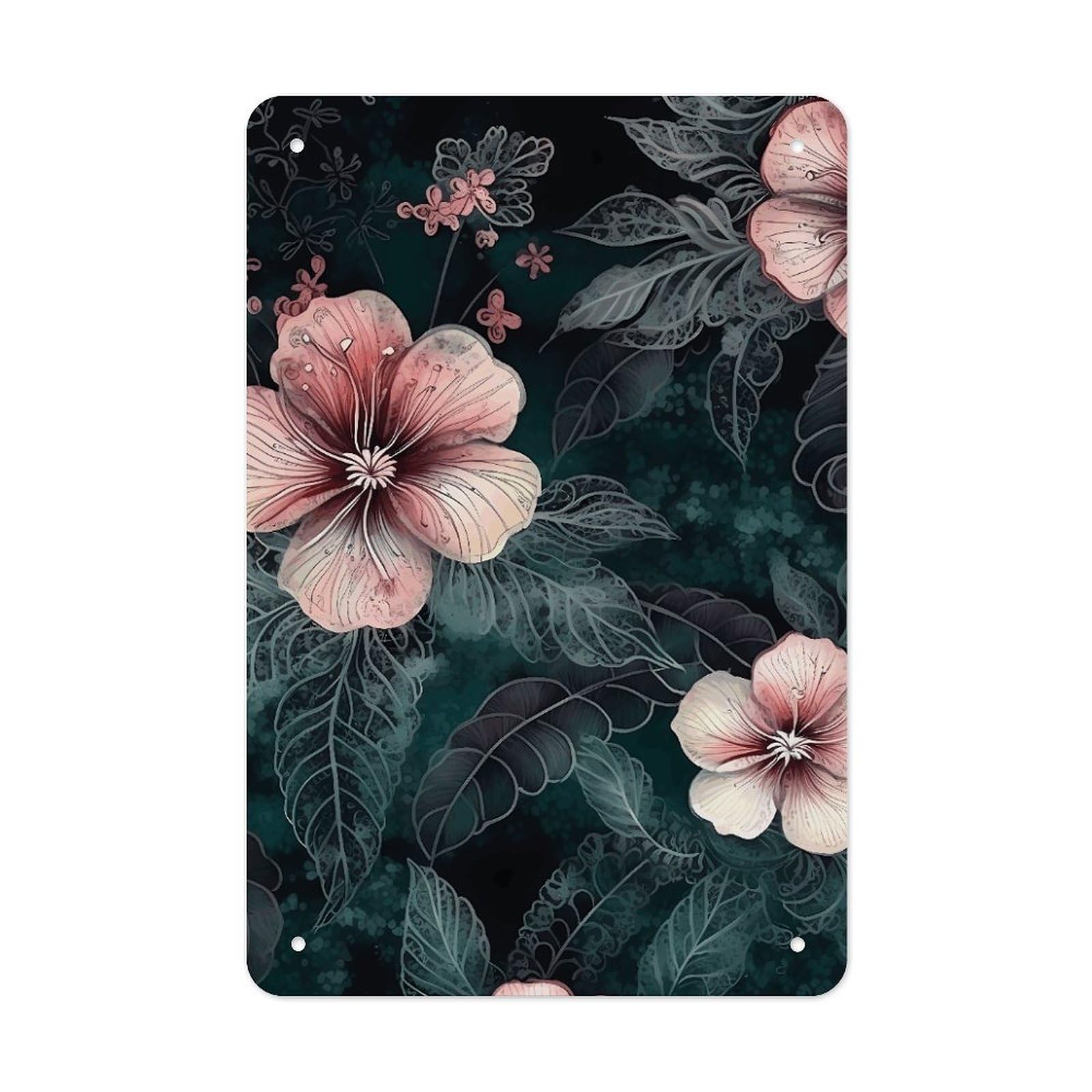 QMNLKH Green Leaves And Flowers Plaques for Wall Decor, Personalized Metal Tin Sign for Home, Multifunctional Poster for Office, Fashion Painting for Hallway, Wall Art Pictures, 7.9x11.8Inch