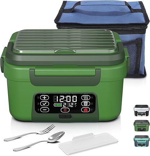 Miniatura 1 de Lonchera eléctrica inalámbrica con calefacción, 1.5 L, 6.3 tazas, 20000 mAh, recargable, calentador de alimentos, con autocalentamiento,