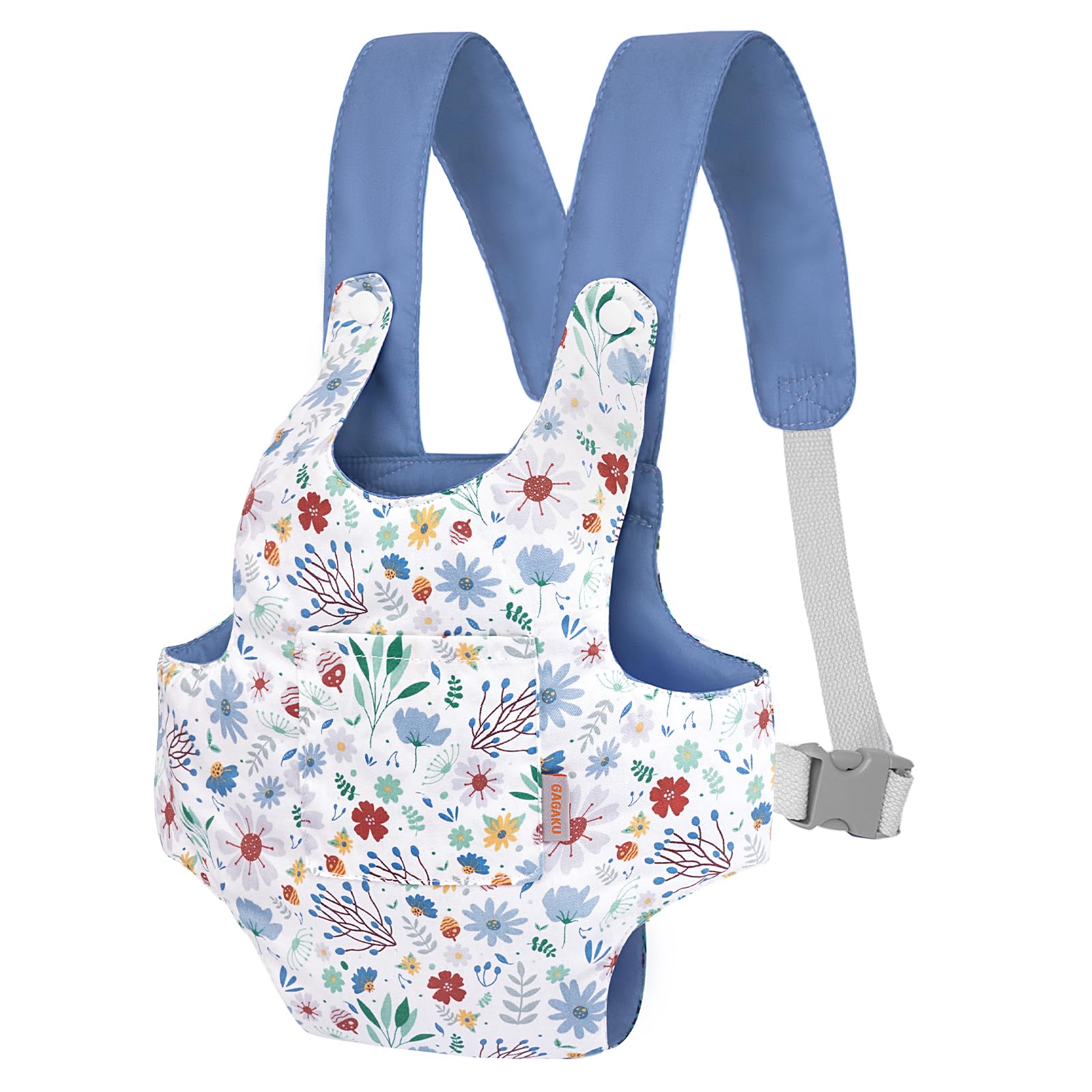 GAGAKU Puppentrage Puppenzubehör Babytrage für Puppen Bauchtrage mit verstellbaren Trägern Kinder Puppen Trage Spielzeug Puppenzubehör - Blau (Kiefernzapfen)