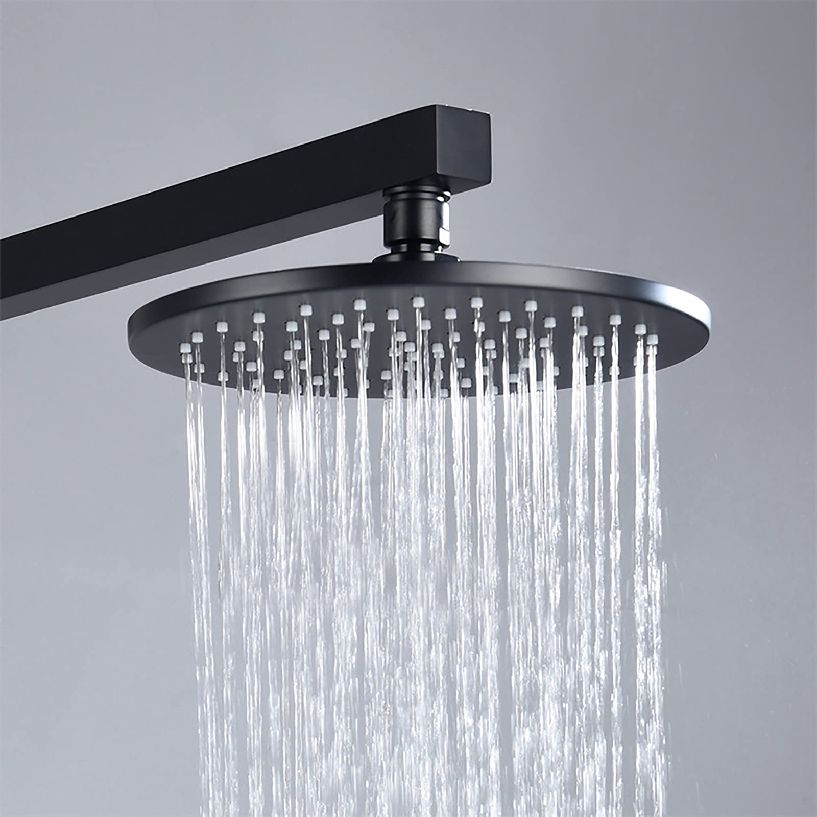 Alcachofa de Ducha Negro Cabezal de Ducha Lluvia de Alta Presión Latón Alcachofas Fijas para Ducha Ronda Ajustable Rociador Ducha Efecto Lluvia, Rosca Universal G1 / 2'',8 Inch